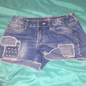 Jean Shorts With Patterned Patches